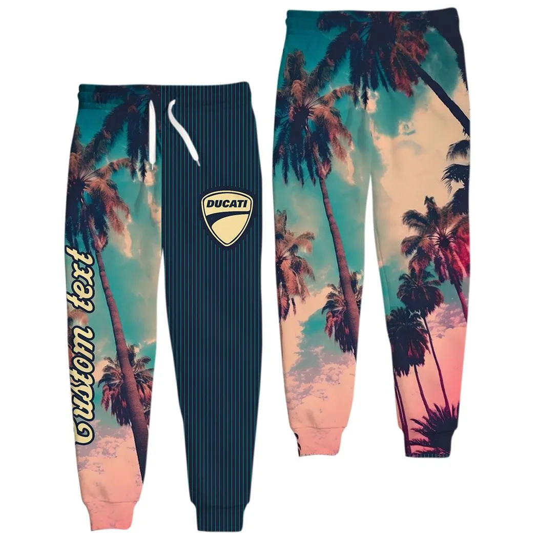 Car Vintage Fans Gift Sweatpants, Joggers Palm Tree All Over Print Gift For Car Enthusiasts, Custom Name CAR431041625365