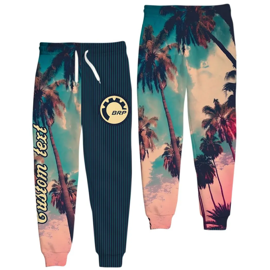 Car Vintage Fans Gift Sweatpants, Joggers Palm Tree All Over Print Gift For Car Enthusiasts, Custom Name CAR431041625377