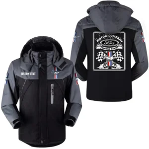 Motorcycles Fans Gift Outdoor Charging Suit, Hooded Fleece Long Jacket Exclusive Logo For Car Enthusiants, Custom Name HFLJ0112312048 - Black