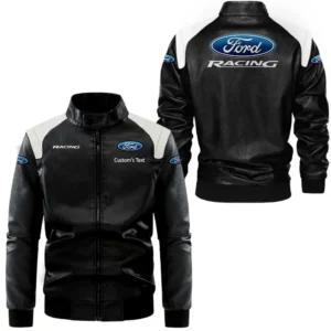 Car Racing Fans Gift Leather Jacket, Black and White Leather Jacket For Car Enthusiasts CAR0801062145