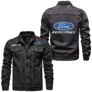 Car Racing Fans Gift Denim Jacket, Denim Jacket All Over Print Gift For Car Enthusiasts CAR1901132117 - Black
