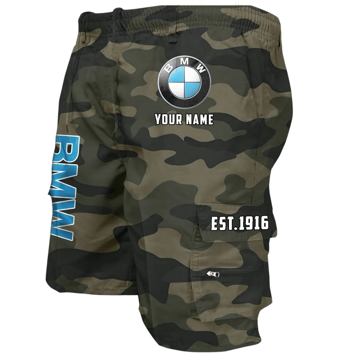 Luxury Car Fans Gift Workwear Casual Shorts, Shorts Pants Style Classic Gift For Luxury Car Fan, Custom Name CAR455060425229 - Green Camouflage