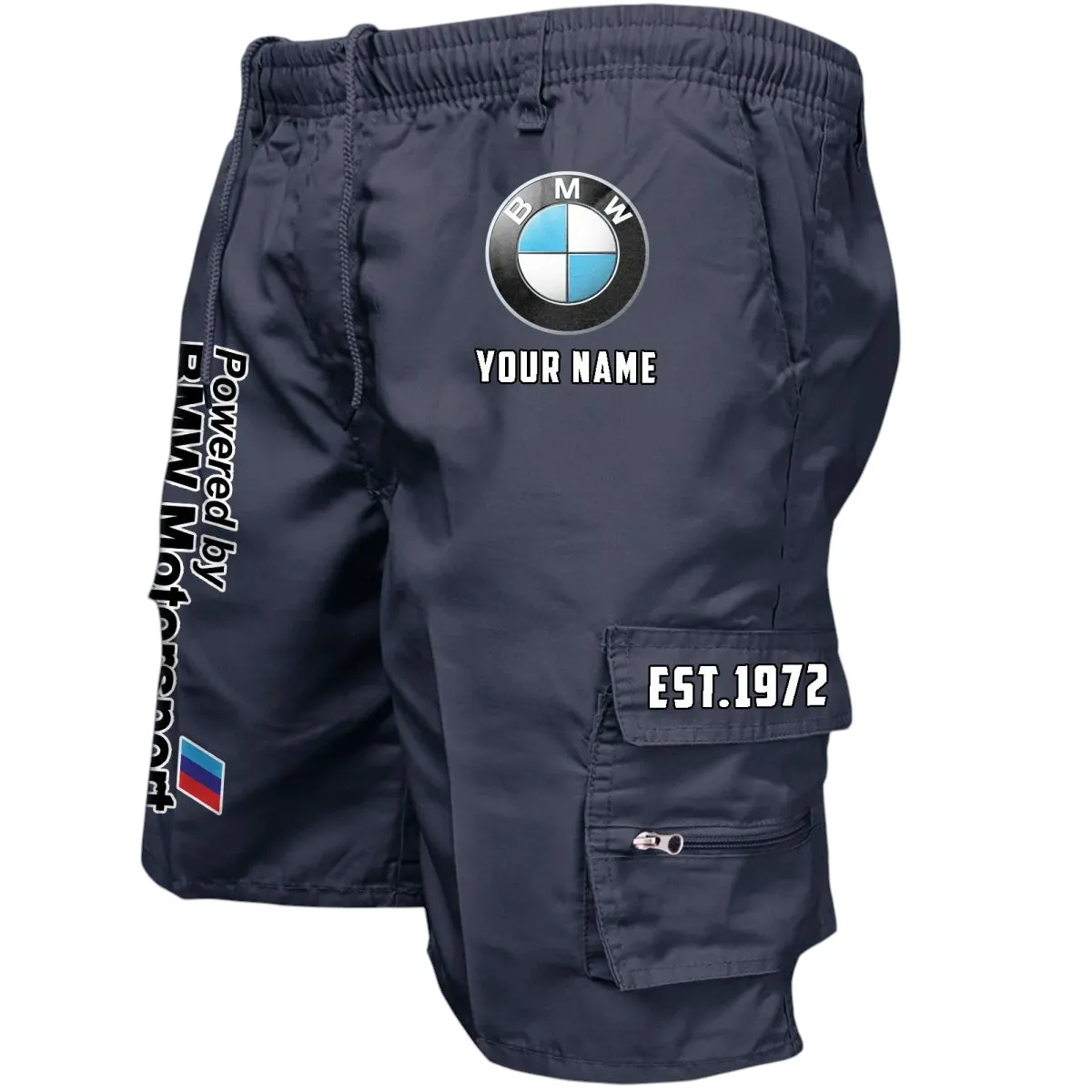 Luxury Car Sport Fans Gift Workwear Casual Shorts, Shorts Pants Style Classic Gift For Luxury Car Sport Fan, Custom Name CAR455060425273 - Navy
