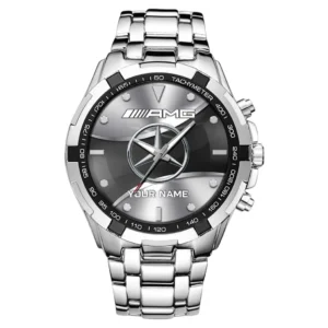 Sport Car Fans Gift Steel Watches, Men Watch All Over Print Gift For Sport Car Lovers, Custom Name - Silver CAR0402112519-3