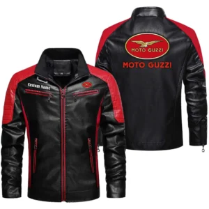 Motorcycle Fans Gift Men's PU Leather Jacket, Leather Jacket Custom Name For Auto Enthusiasts  CAR0401022238 - Red