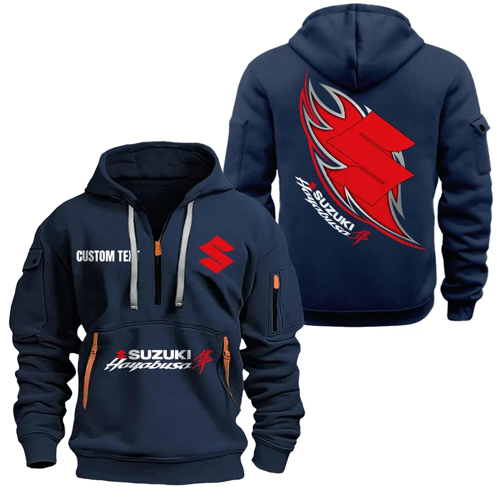 Motorcycle Fans Gift Hoodie Half Zipper, Hoodie All Over Print Gift For Car Lover CAR1701112183 - Navy