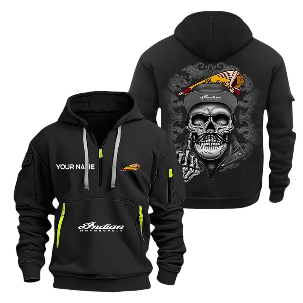Motorcycle Fans Gift Hoodie Half Zipper, Hoodie All Over Print Gift For Motorcycle Fan CAR166022625184 - Black