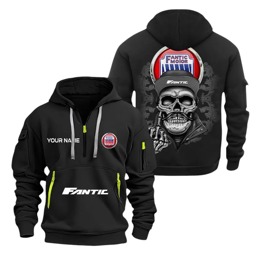 Motorcycle Fans Gift Hoodie Half Zipper, Hoodie All Over Print Gift For Motorcycle Fan CAR166022625203 - Black
