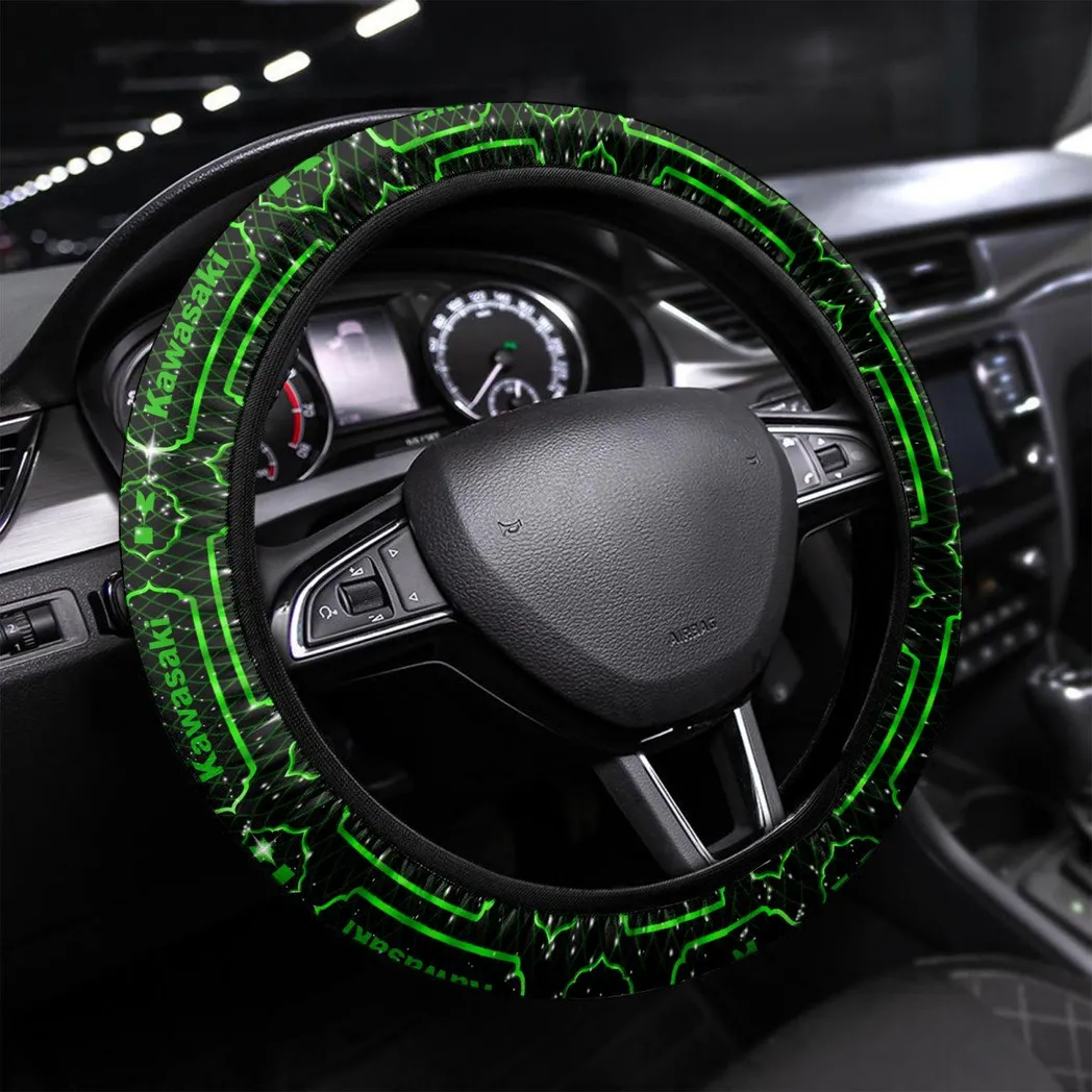 Motorcycle Fans Gift Steering Wheel Cover, Wheel Protector All Over Print Gift For Car Owner - Green CAR55021425271