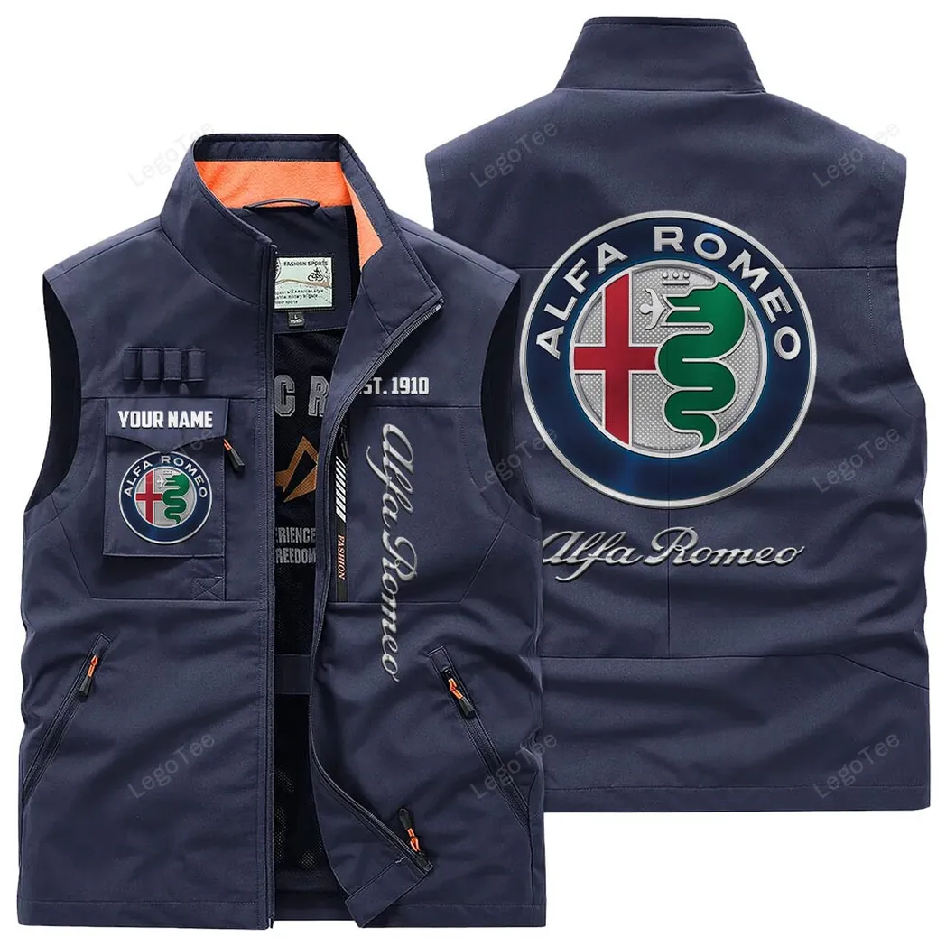 Retro Sports Car Fans Gift Outdoor Sleeveless Vest, Gift For Retro Sports Car Enthusiasts, Custom Name - Navy CAR132021325938-5