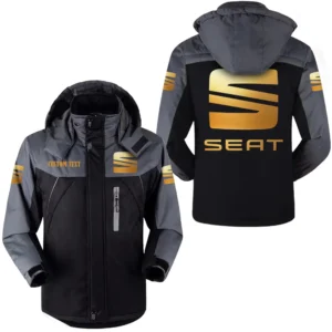 Car Fans Gift Outdoor Charging Suit, Hooded Fleece Long Jacket Exclusive Logo For Car Enthusiants, Custom Name HFLJ0112312122 - Black