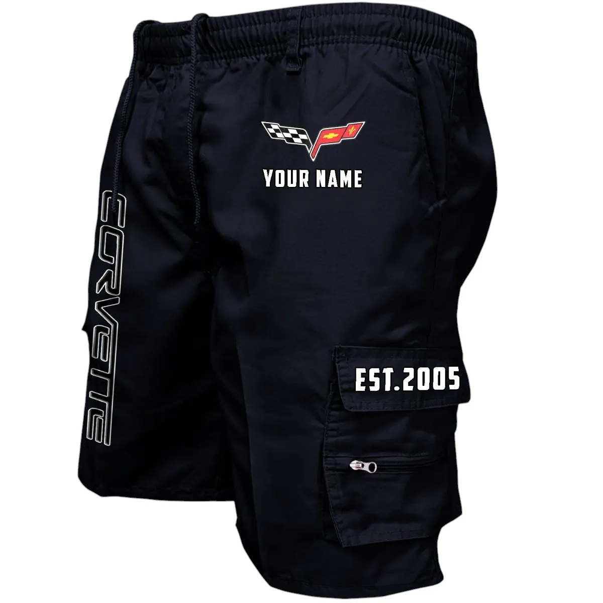 Speed Car Fans Gift Workwear Casual Shorts, Shorts Pants Style Classic Gift For Speed Car Fan, Custom Name CAR455060425232 - Black