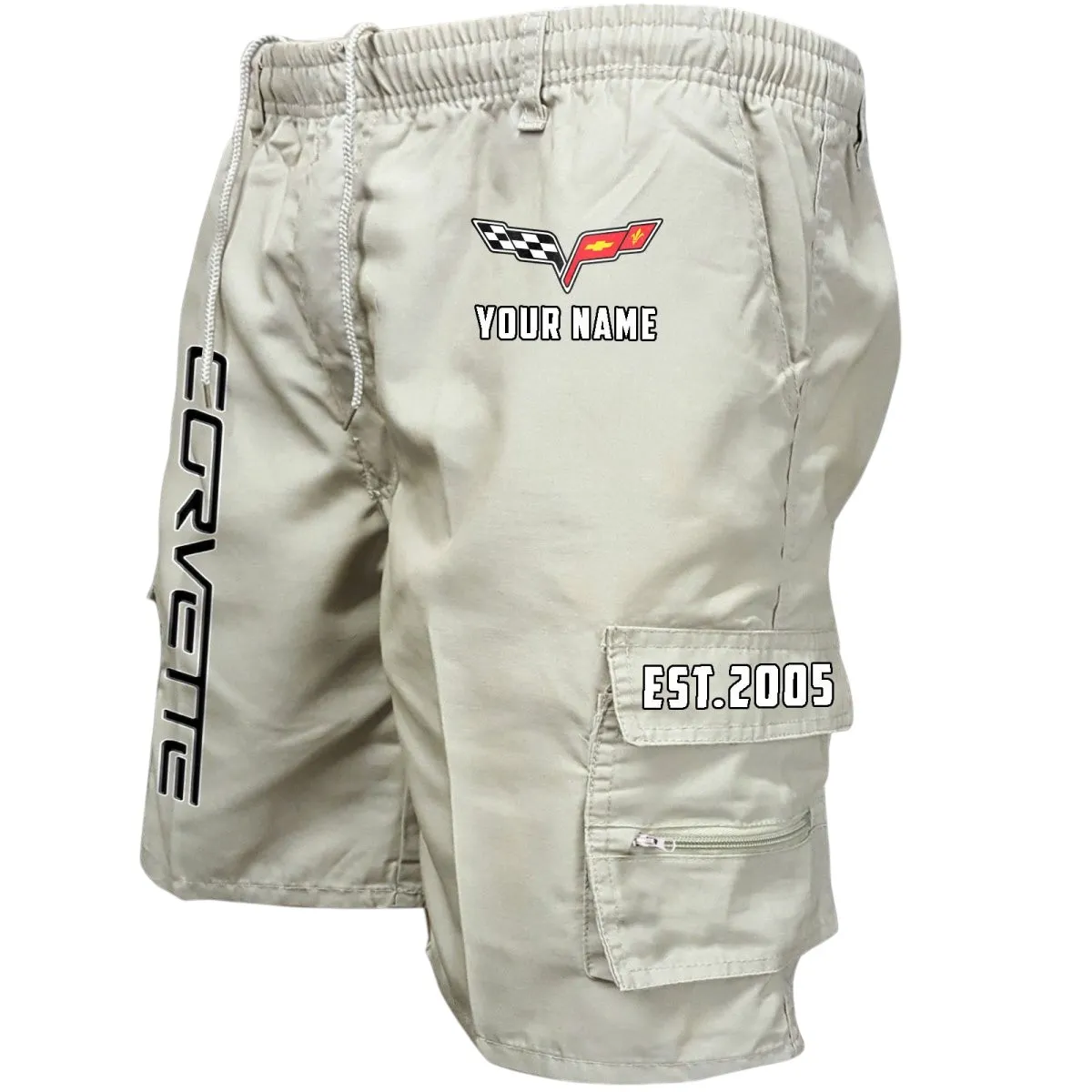 Speed Car Fans Gift Workwear Casual Shorts, Shorts Pants Style Classic Gift For Speed Car Fan, Custom Name CAR455060425232 - Off-White