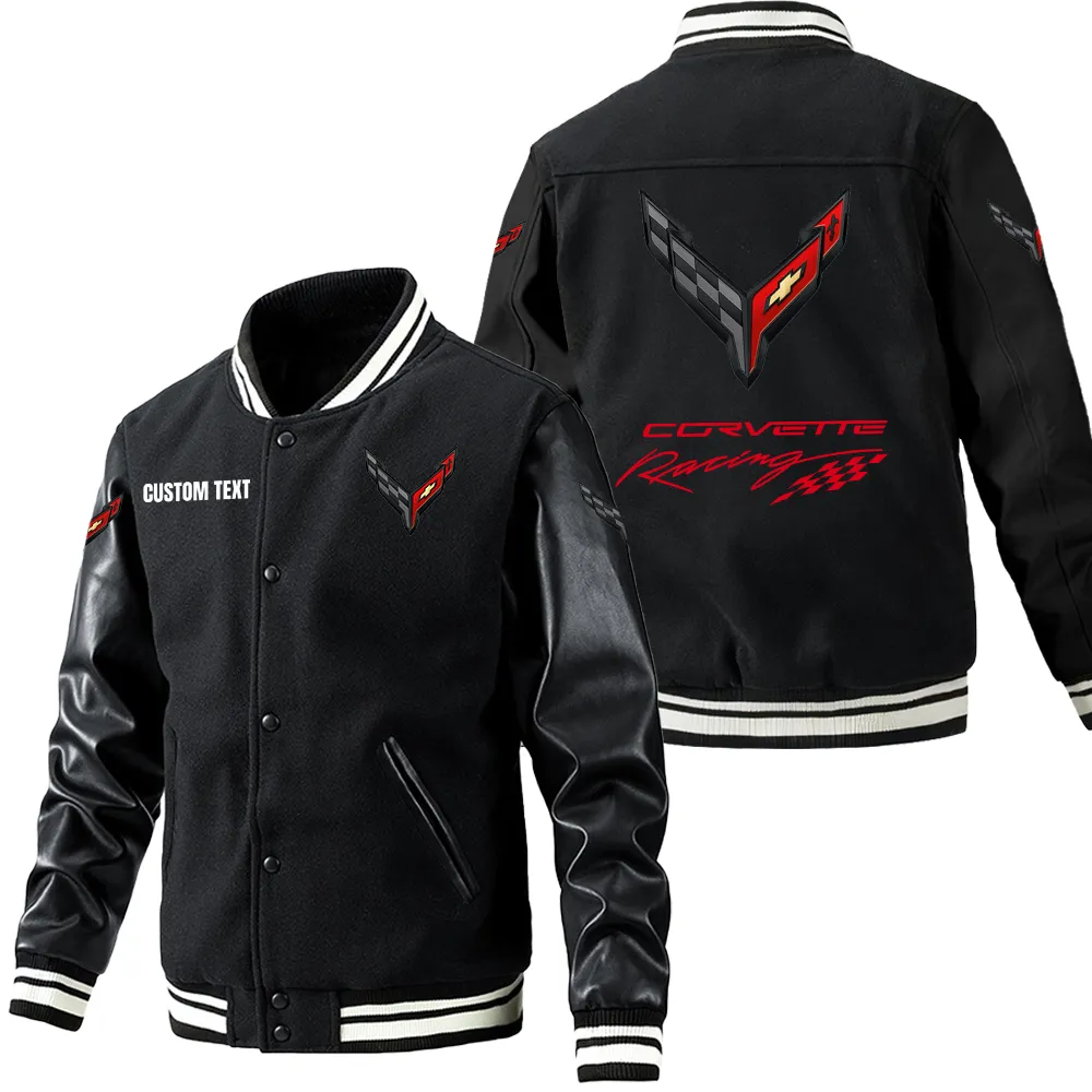 Sport Car Fans Gift Leather Baseball Jacket With Sleeves, Leather Jacket All Over Print Gift For Car Owner, Custom Name CAR1801112075 - Black