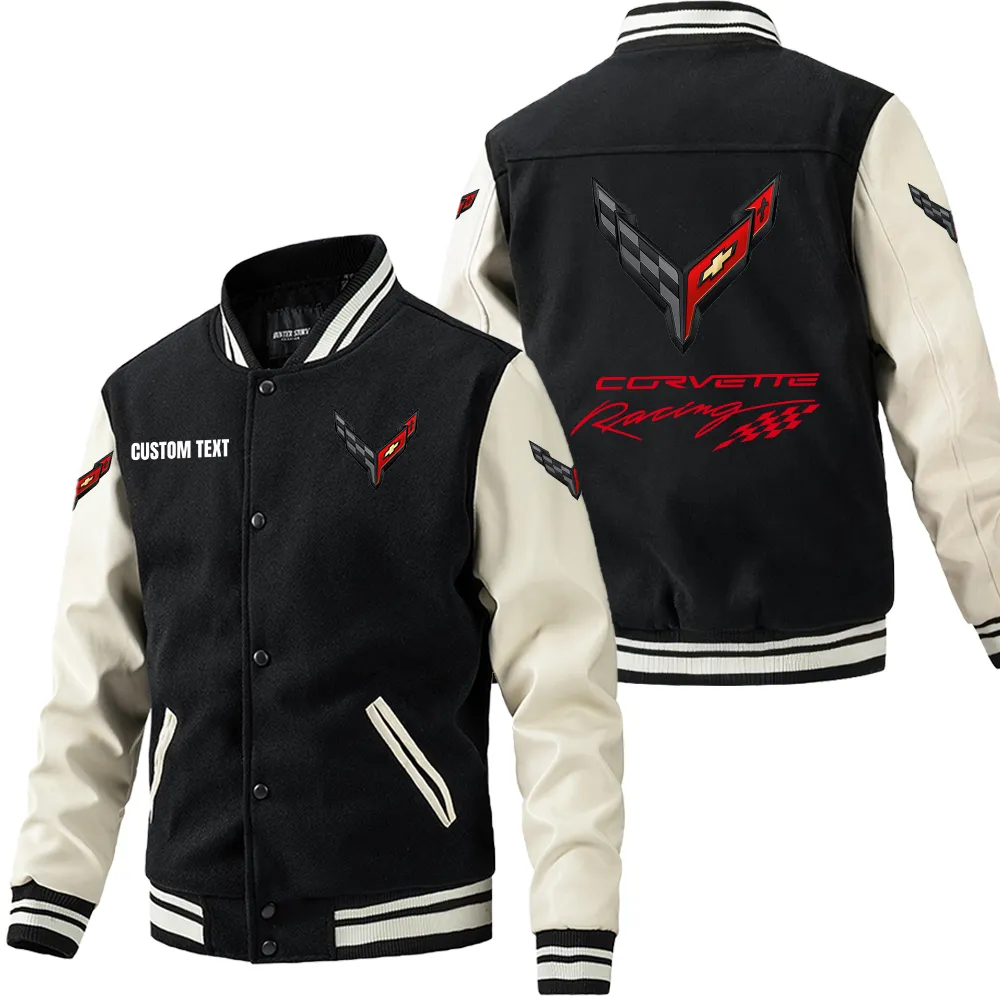Sport Car Fans Gift Leather Baseball Jacket With Sleeves, Leather Jacket All Over Print Gift For Car Owner, Custom Name CAR1801112075 - Black White