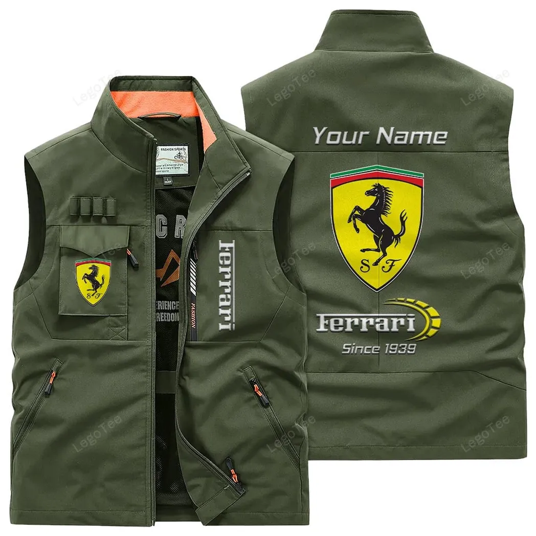 Sport Car Fans Gift Outdoor Sleeveless Vest, Gift For Sport Car Enthusiasts, Custom Name - Army Green CAR131021325694-1