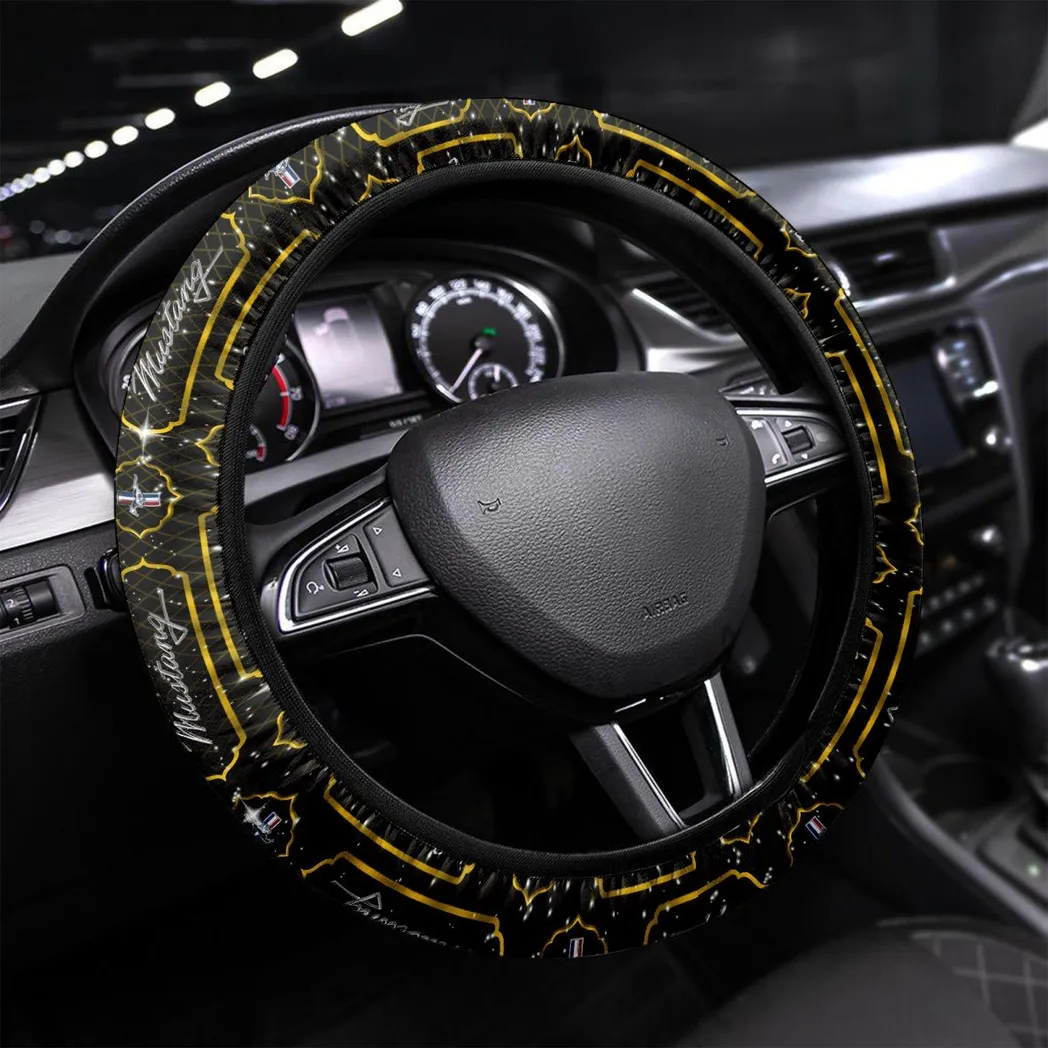 Sport Car Fans Gift Steering Wheel Cover, Wheel Protector All Over Print Gift For Car Owner - Yellow CAR55021425223