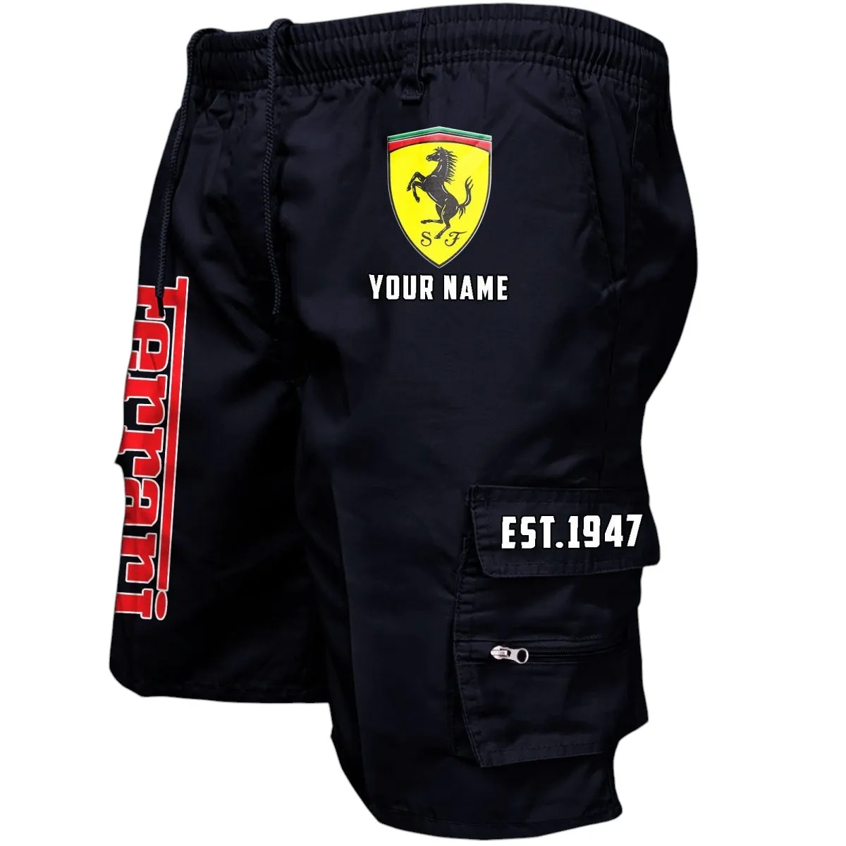 Sport Car Fans Gift Workwear Casual Shorts, Shorts Pants Style Classic Gift For Sport Car Fan, Custom Name CAR455060425238 - Black