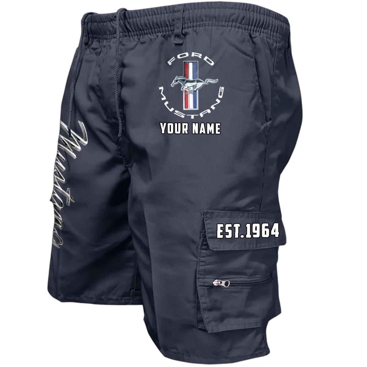Sport Car Fans Gift Workwear Casual Shorts, Shorts Pants Style Classic Gift For Sport Car Fan, Custom Name CAR455060425247 - Navy