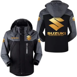 Car Fans Gift Outdoor Charging Suit, Hooded Fleece Long Jacket Exclusive Logo For Car Enthusiants, Custom Name HFLJ0112312129 - Black