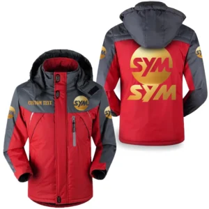 Motorcycles Fans Gift Outdoor Charging Suit, Hooded Fleece Long Jacket Exclusive Logo For Car Enthusiants, Custom Name HFLJ0112312131 - Red