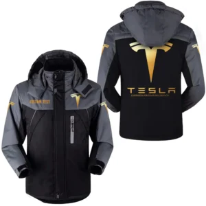 Motorcycles Fans Gift Outdoor Charging Suit, Hooded Fleece Long Jacket Exclusive Logo For Car Enthusiants, Custom Name HFLJ0112312133 - Black
