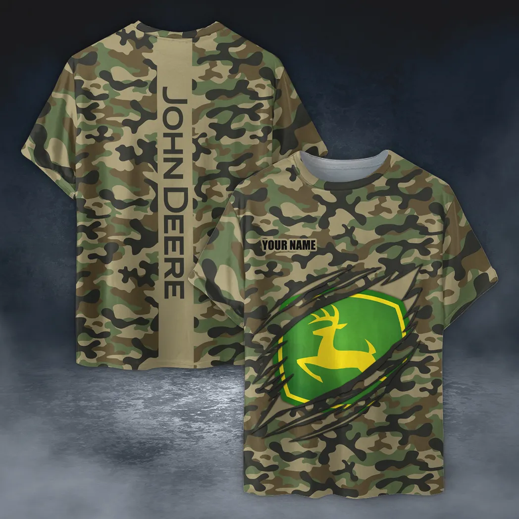 Tractor Fans Gift T-Shirt, Shirt Camo Style Gift For Car Enthusiasts, Custom Name CAR210040825749