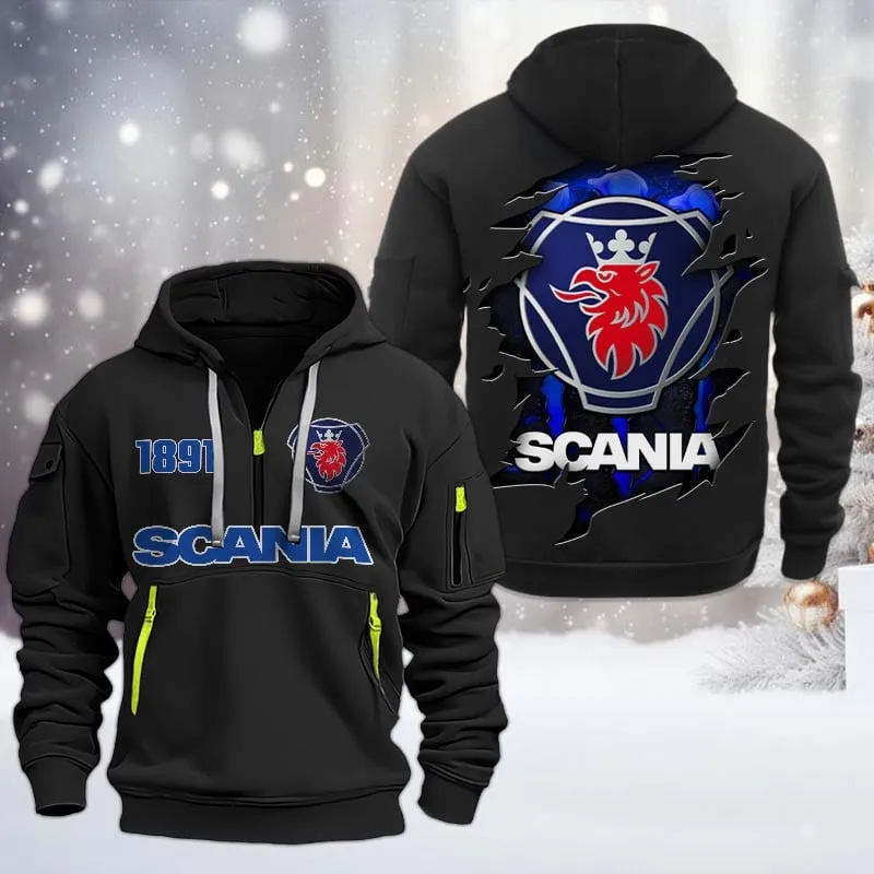 Truck Fans Gift Hoodie Half Zipper, Hoodie All Over Print Gift For Auto Enthusiasts CAR198032743 - Black