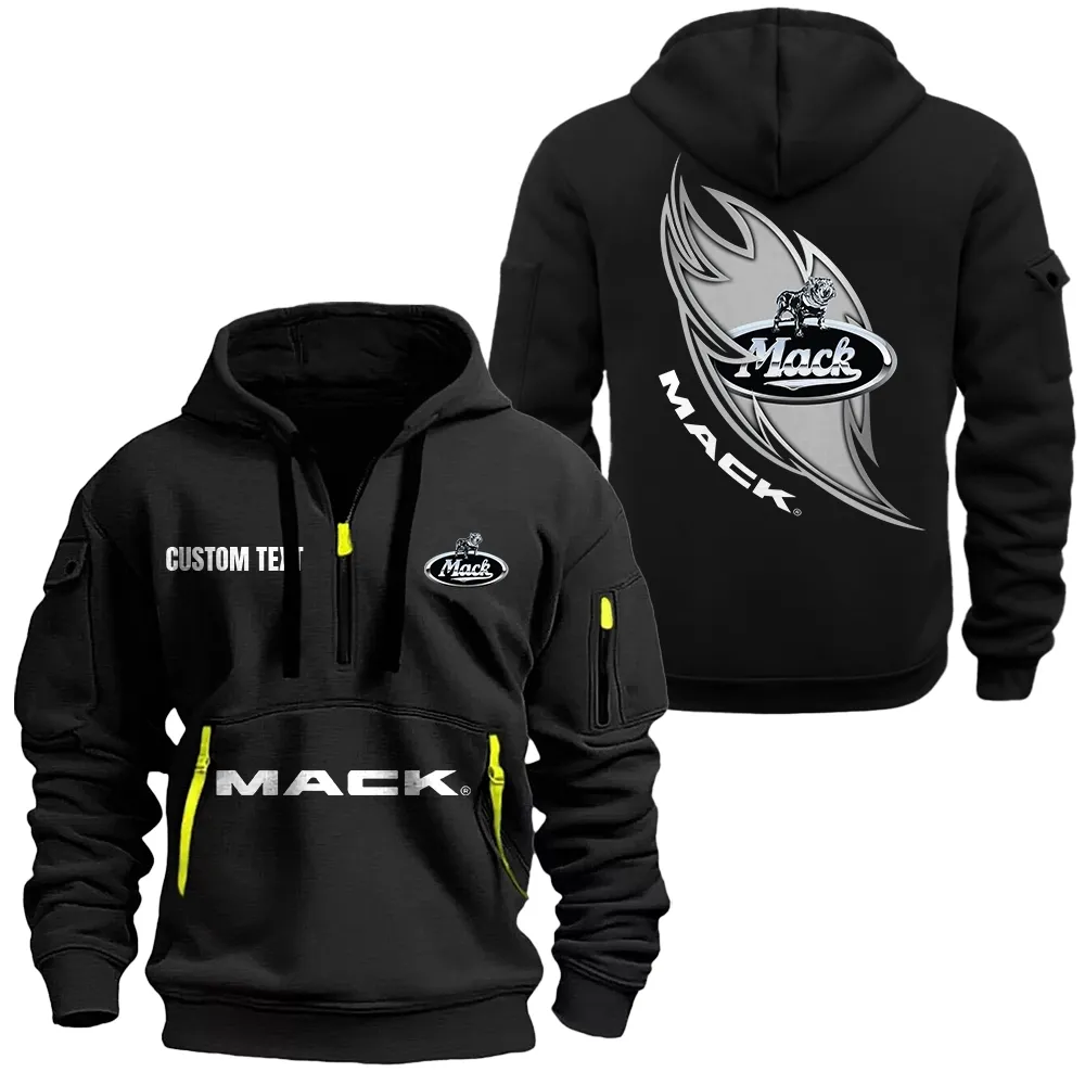Truck Fans Gift Hoodie Half Zipper, Hoodie All Over Print Gift For Car Lover CAR1701112125 - Black