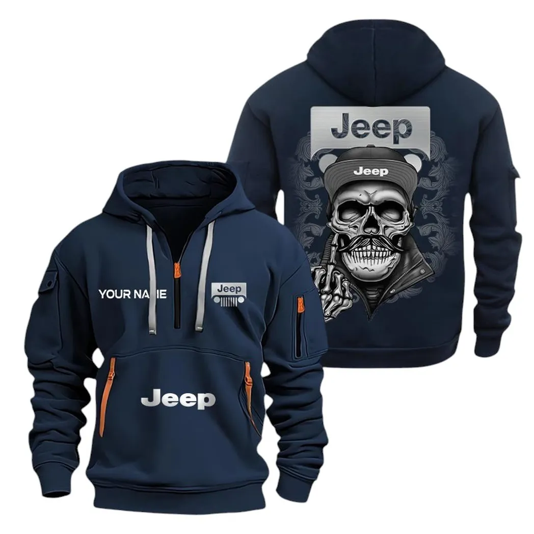 Truck Fans Gift Hoodie Half Zipper, Hoodie All Over Print Gift For Truck Fan CAR166022625118 - Navy