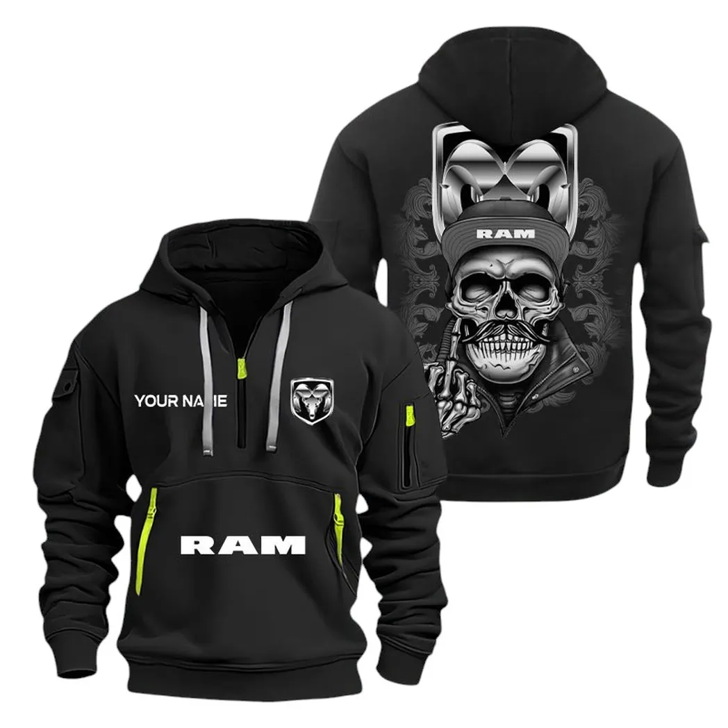 Truck Fans Gift Hoodie Half Zipper, Hoodie All Over Print Gift For Truck Fan CAR166022625161 - Black