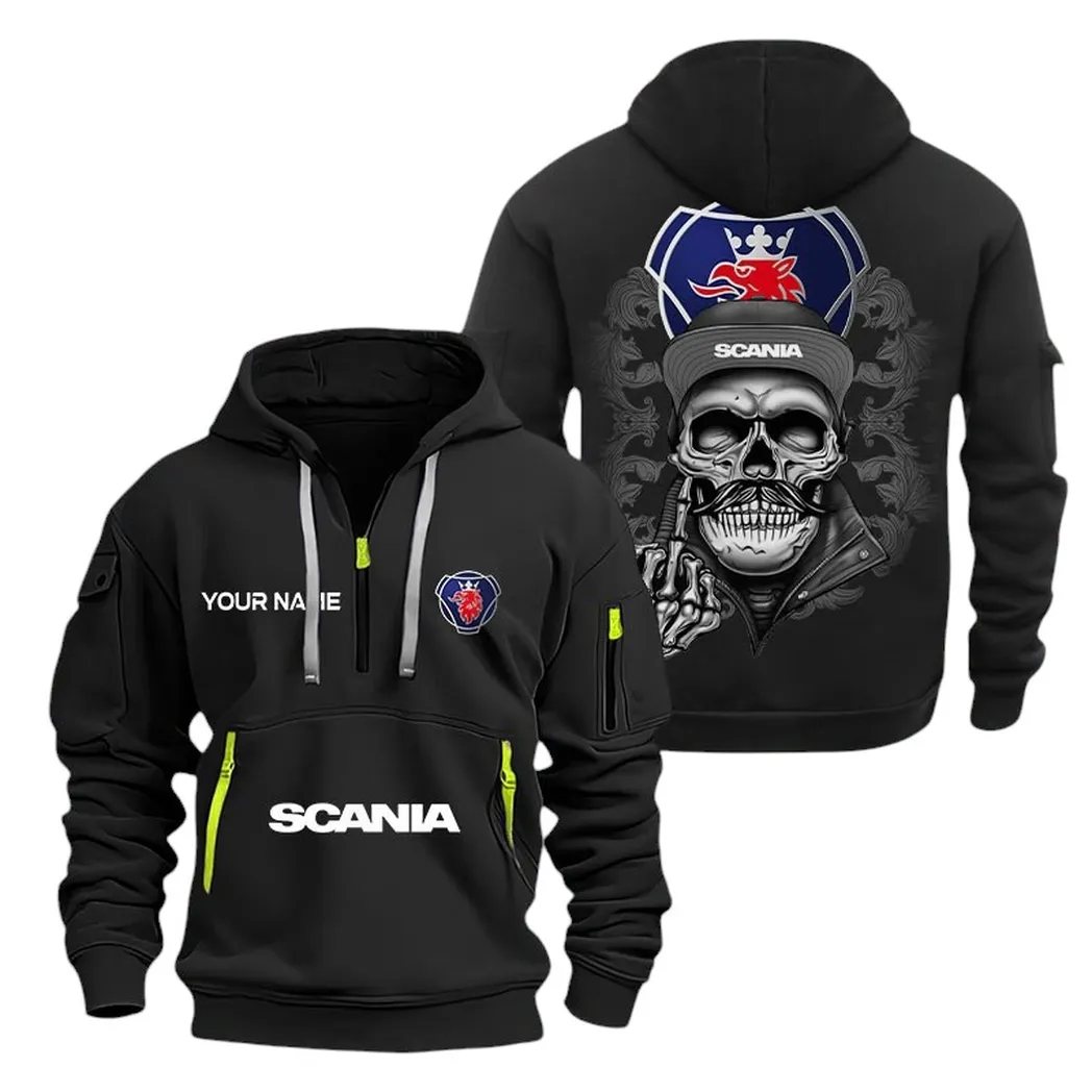 Truck Fans Gift Hoodie Half Zipper, Hoodie All Over Print Gift For Truck Fan CAR166022625215 - Black