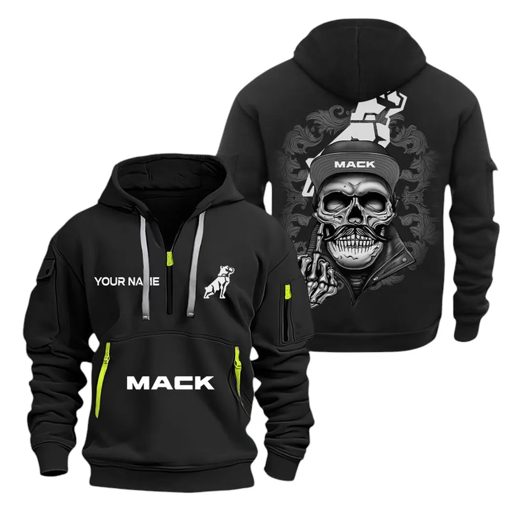 Truck Fans Gift Hoodie Half Zipper, Hoodie All Over Print Gift For Truck Fan CAR166022625219 - Black