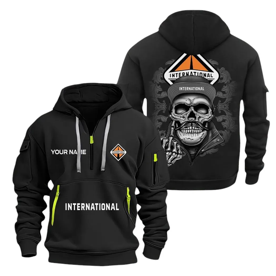 Truck Fans Gift Hoodie Half Zipper, Hoodie All Over Print Gift For Truck Fan CAR166022625220 - Black