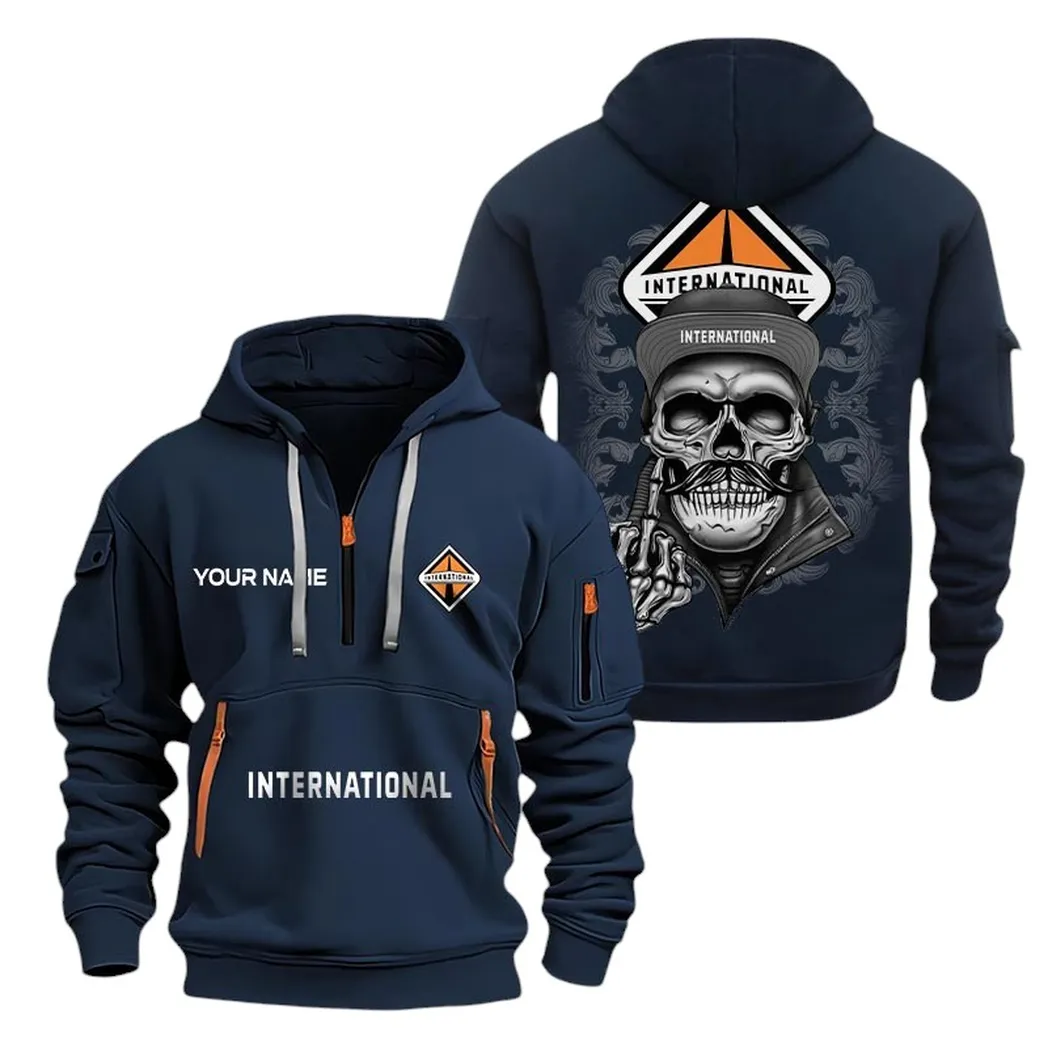 Truck Fans Gift Hoodie Half Zipper, Hoodie All Over Print Gift For Truck Fan CAR166022625220 - Navy