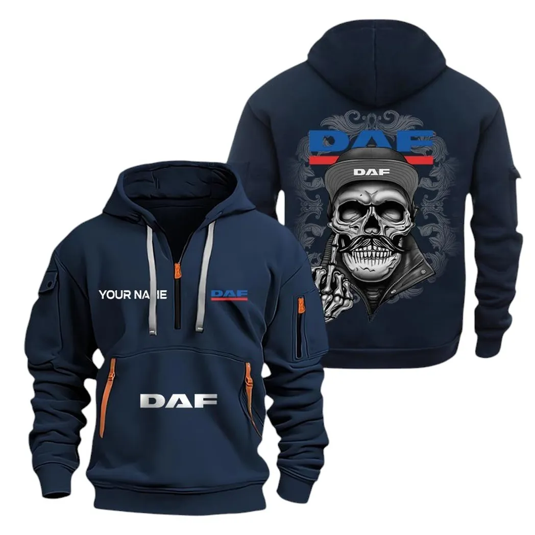 Truck Fans Gift Hoodie Half Zipper, Hoodie All Over Print Gift For Truck Fan CAR166022625226 - Navy