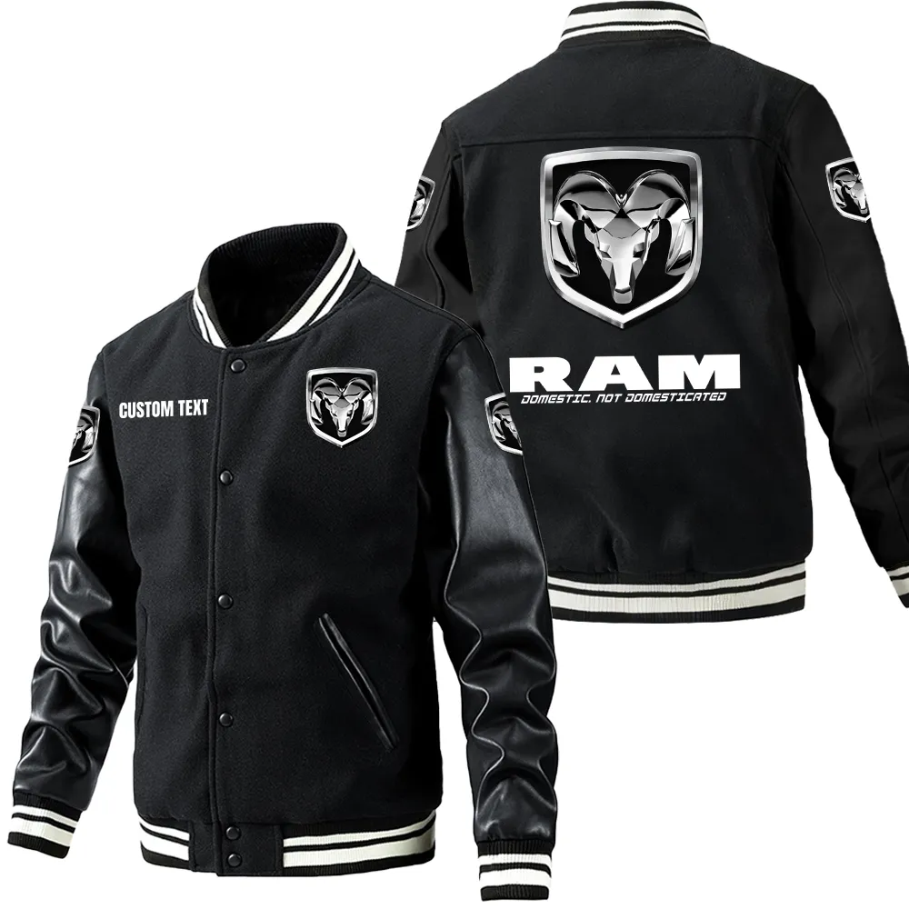Truck Fans Gift Leather Baseball Jacket With Sleeves, Leather Jacket All Over Print Gift For Car Owner, Custom Name CAR1801112190 - Black