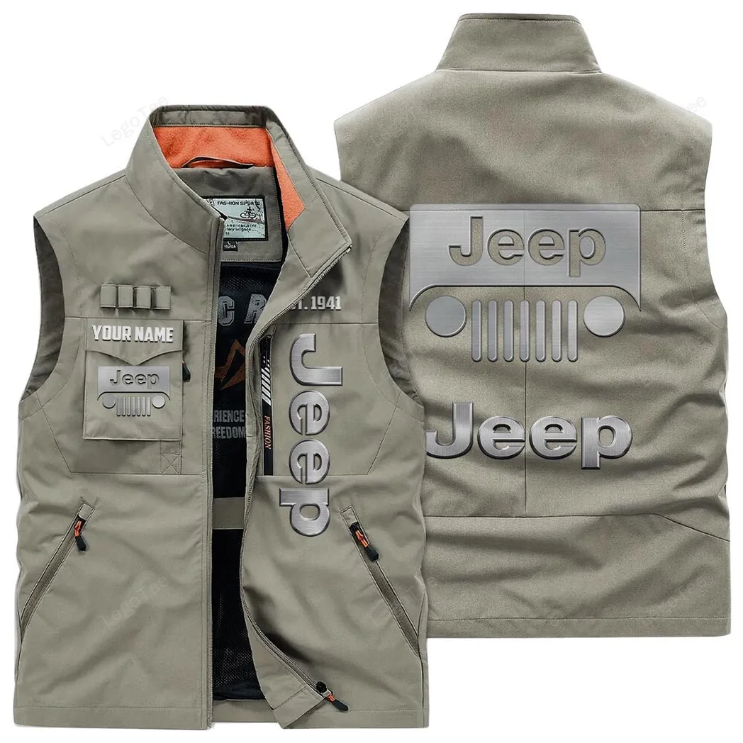 Truck Fans Gift Outdoor Sleeveless Vest, Gift For Truck Enthusiasts, Custom Name - Khaki CAR132021325895-4