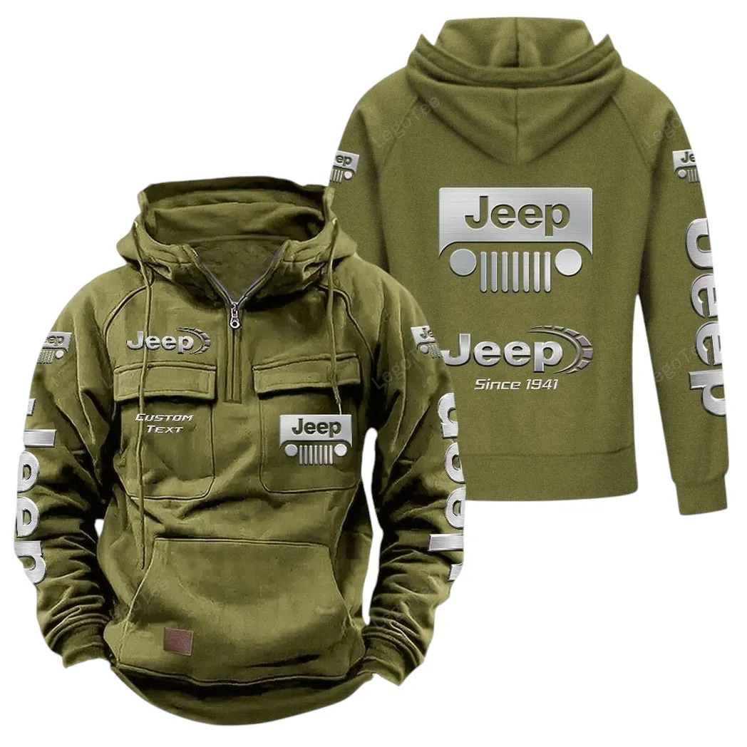 Truck Fans Gift Tactical Quarter Zip Hoodie, Hoodie All Over Print For Truck Lovers - Army Green CAR96021425671-1
