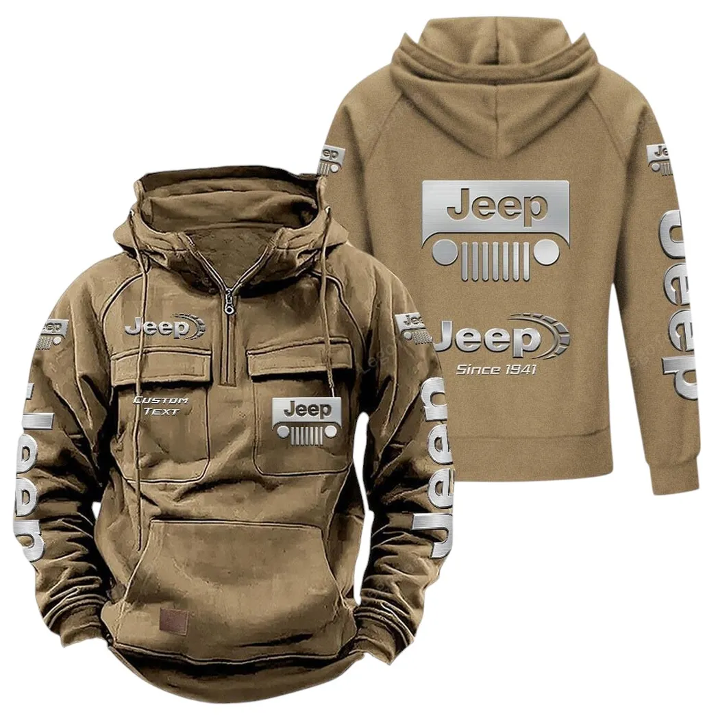 Truck Fans Gift Tactical Quarter Zip Hoodie, Hoodie All Over Print For Truck Lovers - Khaki CAR96021425671-4