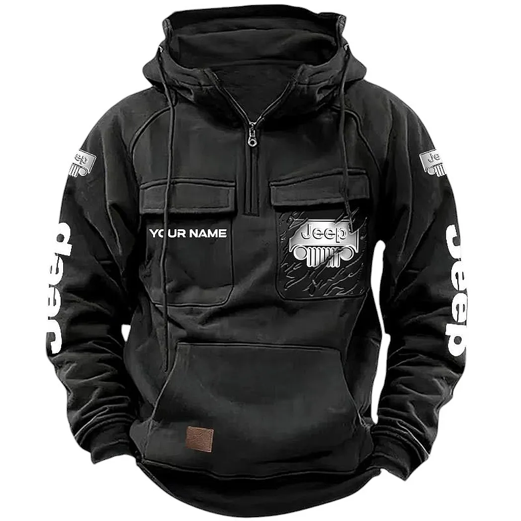 Truck Fans Gift Tactical Quarter Zip Hoodie, Hoodie All Over Print For Truck Lovers CAR164022425131 - Black