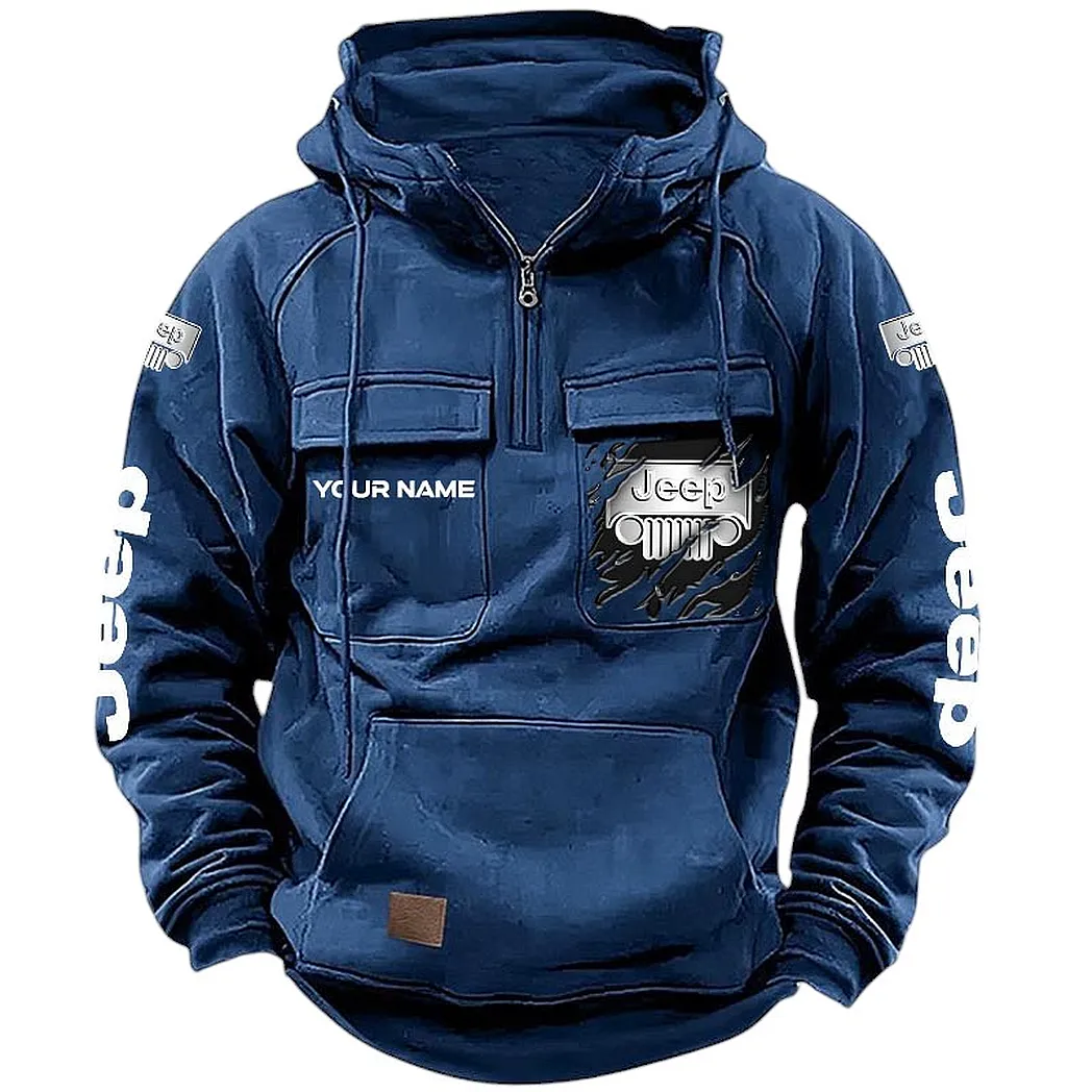 Truck Fans Gift Tactical Quarter Zip Hoodie, Hoodie All Over Print For Truck Lovers CAR164022425131 - Dark Blue