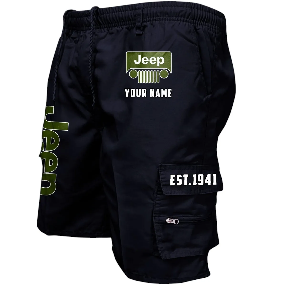 Truck Fans Gift Workwear Casual Shorts, Shorts Pants Style Classic Gift For Truck Fan, Custom Name CAR455060425236 - Black