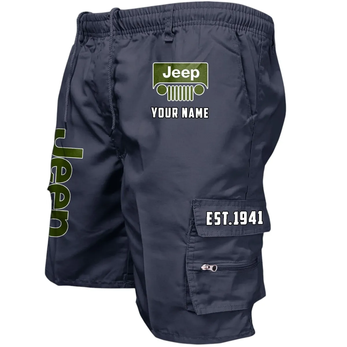 Truck Fans Gift Workwear Casual Shorts, Shorts Pants Style Classic Gift For Truck Fan, Custom Name CAR455060425236 - Navy