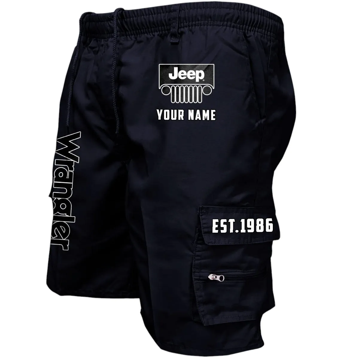 Truck Fans Gift Workwear Casual Shorts, Shorts Pants Style Classic Gift For Truck Fan, Custom Name CAR455060425317 - Black