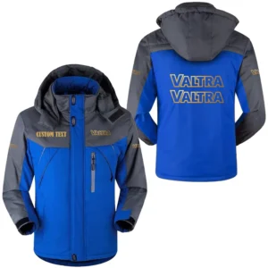Tractor Fans Gift Outdoor Charging Suit, Hooded Fleece Long Jacket Exclusive Logo For Car Enthusiants, Custom Name HFLJ0112312140 - Blue