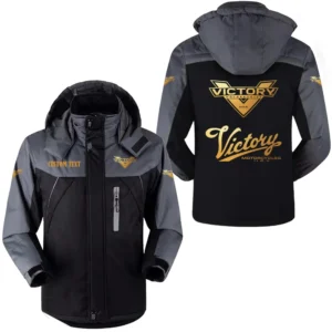 Motorcycles Fans Gift Outdoor Charging Suit, Hooded Fleece Long Jacket Exclusive Logo For Car Enthusiants, Custom Name HFLJ0112312143 - Black