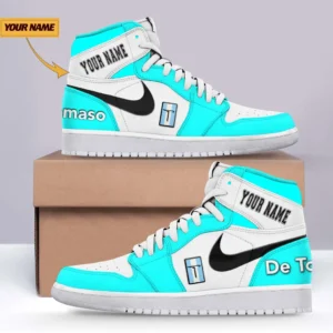 Speed Car Enthusiasts Gift Air Jordan 1 High, Nike Sneaker All Over Print For Speed Car Owners, Custom Name CAR317032425682 - Cyan