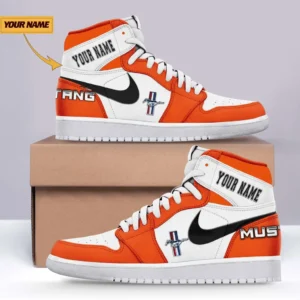 Sport Car Enthusiasts Gift Air Jordan 1 High, Nike Sneaker All Over Print For Sport Car Owners, Custom Name CAR317032425684 - Orange