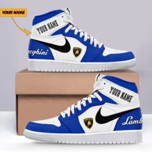 Speed Car Enthusiasts Gift Air Jordan 1 High, Nike Sneaker All Over Print For Speed Car Owners, Custom Name CAR317032425686 - Blue
